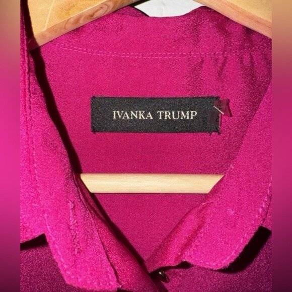 Ivanka Trump Fuchsia Button-Down Blouse With Gold Accents size  XS - Picture 9 of 9